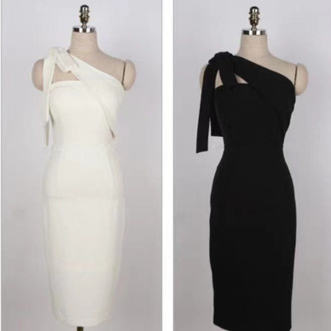 Mono Ribbon Sash Tube Midi Dress Slady Singapore