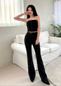 Strapless corset-style top high-waisted flared pants (0619TB047/0619PT005)
