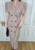 Double-Breast Puff Sleeve Dress(Q464DR018)