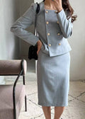 pinstripe suit with a skirt (2222JK023/2222SK012)