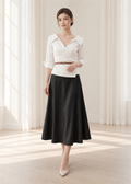 wrap-style blouse & midi skirt (C544TB007/C544SK012)