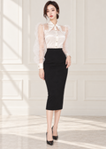 voluminous puff sleeves TOP & PENCIL SKIRT (0135TB054/0135SK033)