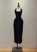 Denim Halterneck Midi Dress (3115DR149)