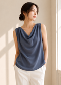 sleeveless cowl neck drape tank top (2222TB010)