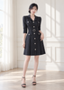 chic black pinstriped mini blazer dress (0403DR140)