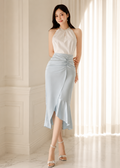 Satin midi skirt with sleeveless top (