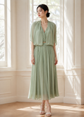 Madelenops pleated designer midi dress (3115DR172)