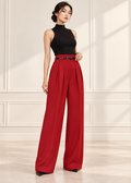 high-waisted, pleated, wide-leg  trousers (0135PT013/0135BT002)