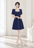 short-sleeve A-line dress (0403DR153)