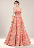 pink floral sequin and beaded off-the-shoulder evening gown (SLCDGO036)