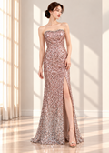 strapless sequin evening gown (SLCDGO035)