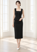 sleeveless square-neck top & midi skirt (C544TB006/C544SK011)