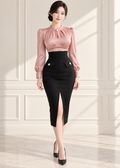 long sleeve blouse & pencil skirt (0135TB060/0135SK037)