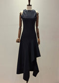 pinstripe asymmetric dress (3115DR145)