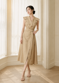 sleeveless trench-style midi dress (0116DR017)