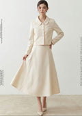 collared cropped jacket and a flowing A-line midi skirt SET (C544SE003)