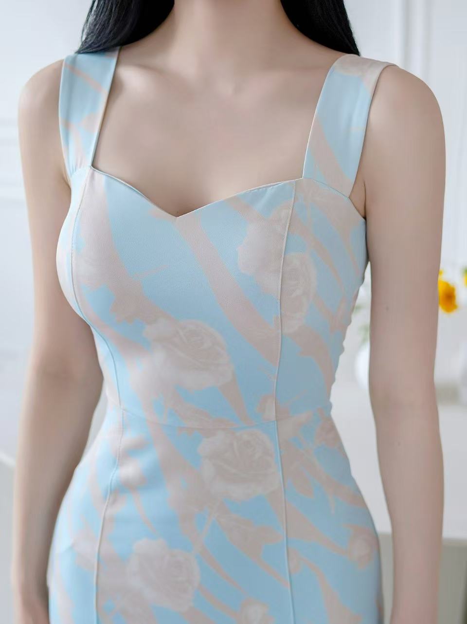 Sweetheart neck floral jacquard midi dress (0403DR121) – Slady