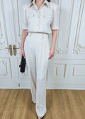 Short-Sleeve Button Top Outfit (Q464TB094/Q464PT041)