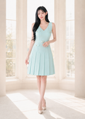 sleeveless pleated dress (0406DR043)