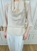 draped cowl neckline women's blouse (Q464TB092)