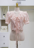Sheer blouse with puffed sleeves (0411TB171)
