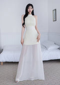 halter-neck evening dress (0409GO004)