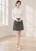cable-knit cropped cardigan  & skirt (0084JK031/084TB100/0084SK072)