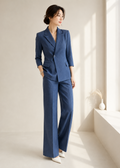 double-breasted pantsuit set (2222JK032/2222SK018/2222PT015)