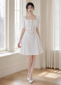 short-sleeved square-neck crop top two-piece set (0406SE010)