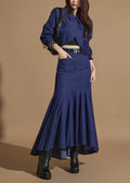 denim jacket & mermaid silhouette skirt (Q541JK018/Q541SK034)