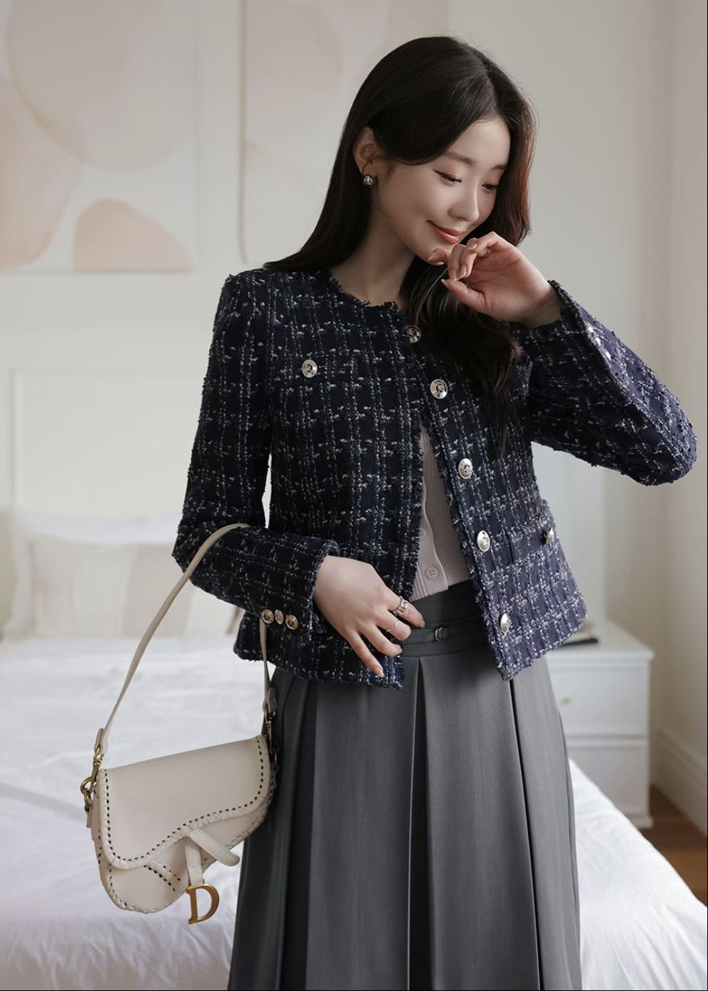 LONG SLEEVE TWEED JACKET ( C323JK029) – Slady Singapore