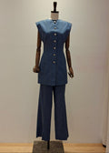 navy blue denim vest and palazzo trousers (3115JK052/3115PT041)