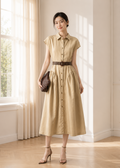 short-sleeve midi shirt dress (0116DR015)