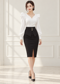 long-sleeve blouses & midi pencil skirt (0135TB058/0135SK036)