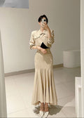 structured bolero jacket and high-waisted mermaid skirt (Q541JK046/Q541SK036)