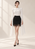 slit sleeves top & mini leather skirt (3115TB105/3115SK072