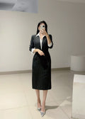 pinstriped blazer midi dress(Q541DR014)