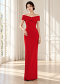 off-the-shoulder draped gown (SLTGO025)