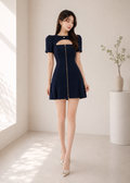 prominent front zipper dress (0408DR036)