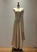Beige Satin Long Dress (3115DR125)