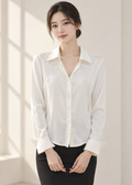 long-sleeve button-down chiffon shirt (