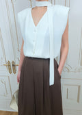 Wide Shoulder chiffon top (Q464TB123)