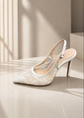 floral lace mesh slingback heels (4403SH018)