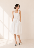 white bubble-hem midi dress (5510DR016)