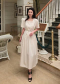 short-sleeve double-breasted flared midi dresses (Q464DR024)