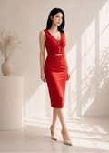 V-neck midi dress (0402DR019)