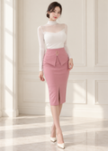 long-sleeved top & midi pencil skirt (0135TB073/0135SK036)