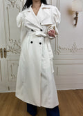 double-breasted trench coat with puffy sleeves and a waist belt (Q464JK022)