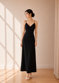 spaghetti-strap maxi slip dress with a classic V-neckline (3115DR169)