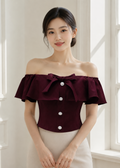 off-the-shoulder crop top ( 0403TB082)